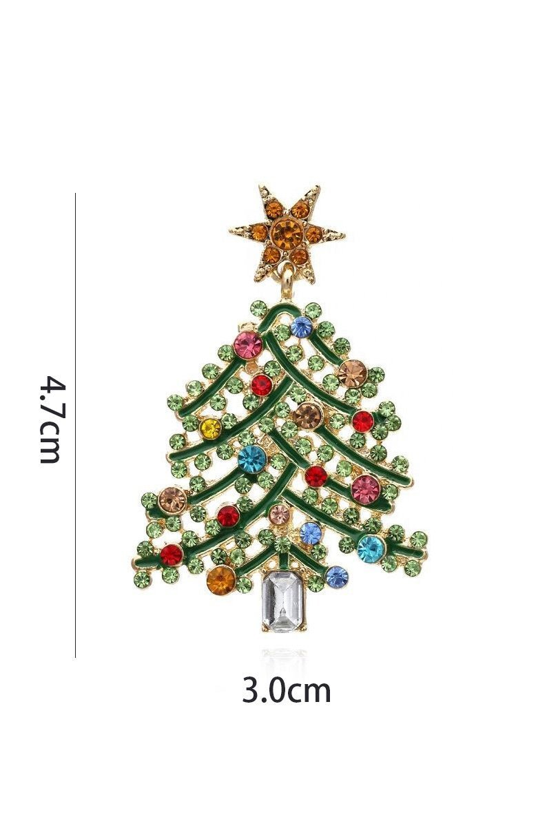 Crystal-Detail Christmas Tree Drop Earrings