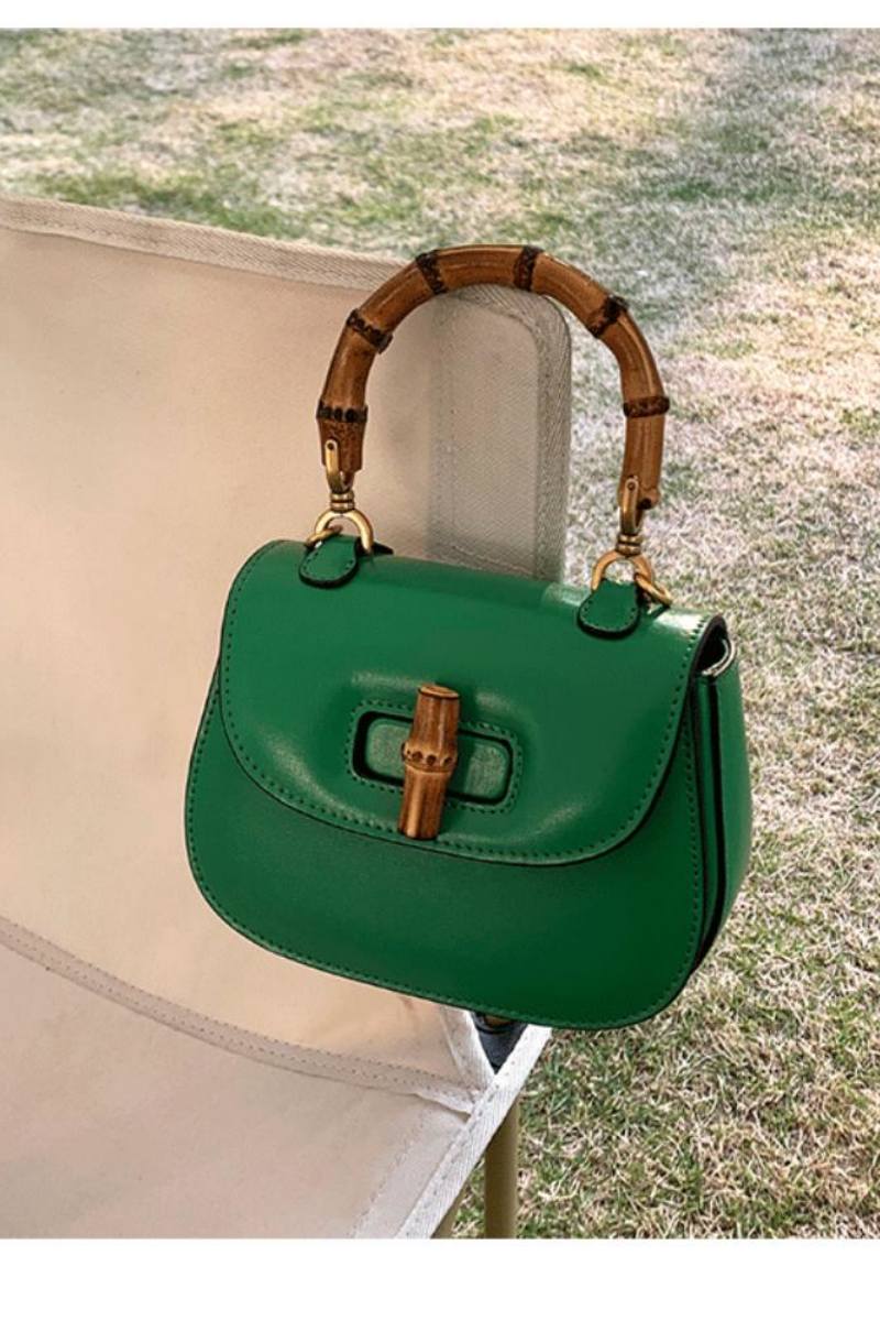 Modern Riva Bamboo Handle Saddle Bag