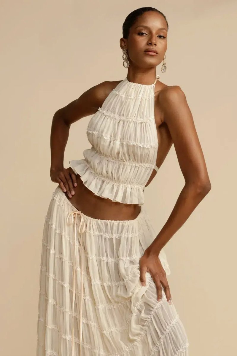 Rosalie Open-Back Pleated Set
