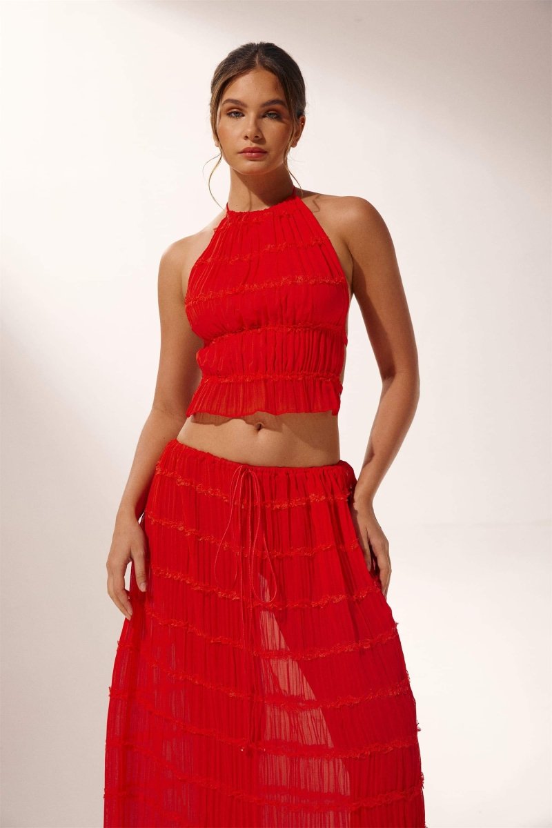 Rosalie Open-Back Pleated Set