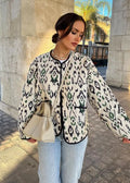 Quilted Jacket with Geometric Pattern and Relaxed Fit