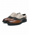 Leather and Suede Oxford Shoes with Color-Block Detail