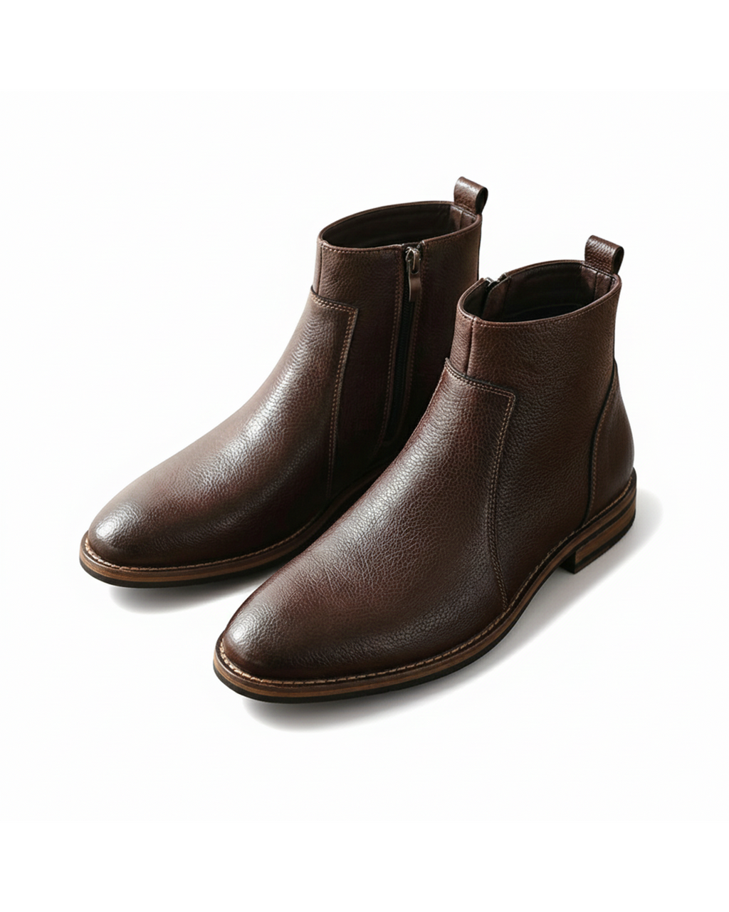 Full-Grain Leather Boots with Sturdy Sole