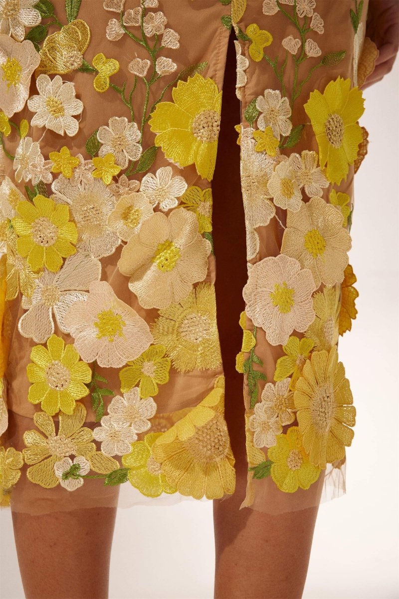 Sally V-Neck Flower Midi-Length Dress