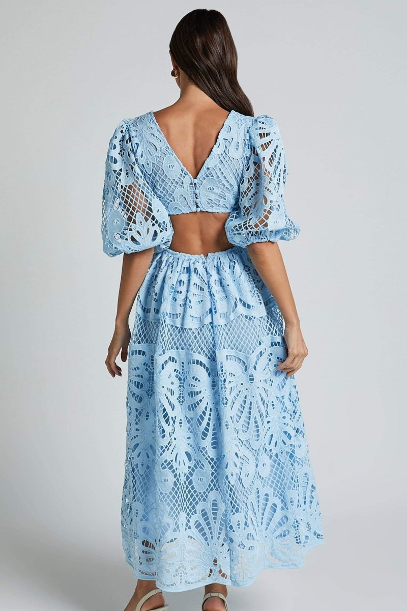 Sandra Embroidered Lace Cut-out Midi-Length Dress