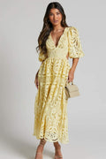 Sandra Embroidered Lace Cut-out Midi-Length Dress