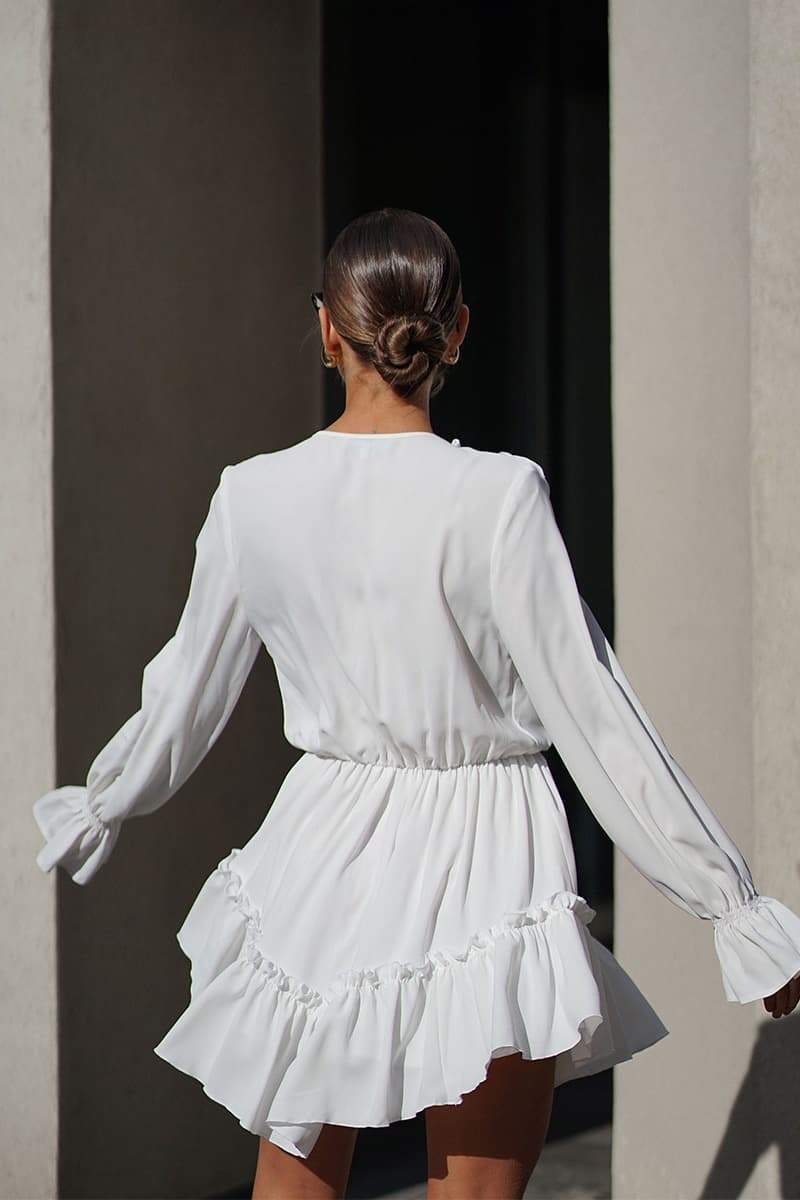 Sharon V-Neck Ruffled Mini-Length Dress