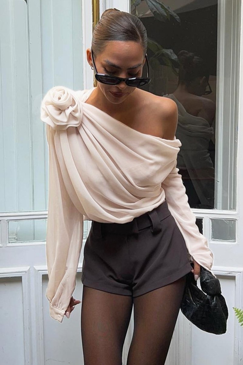 Modern Sheila Flower Asymmetrical Top
