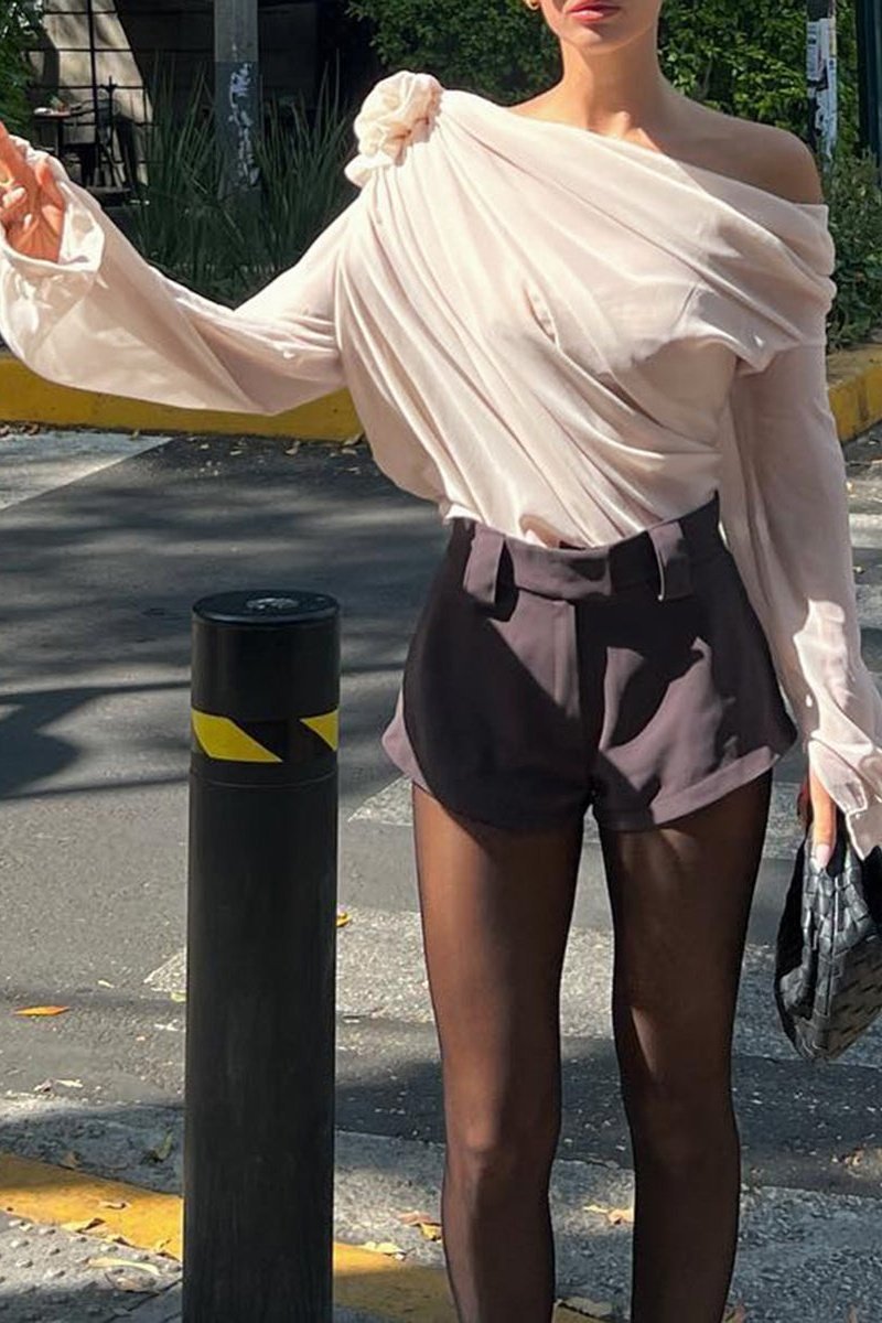 Modern Sheila Flower Asymmetrical Top
