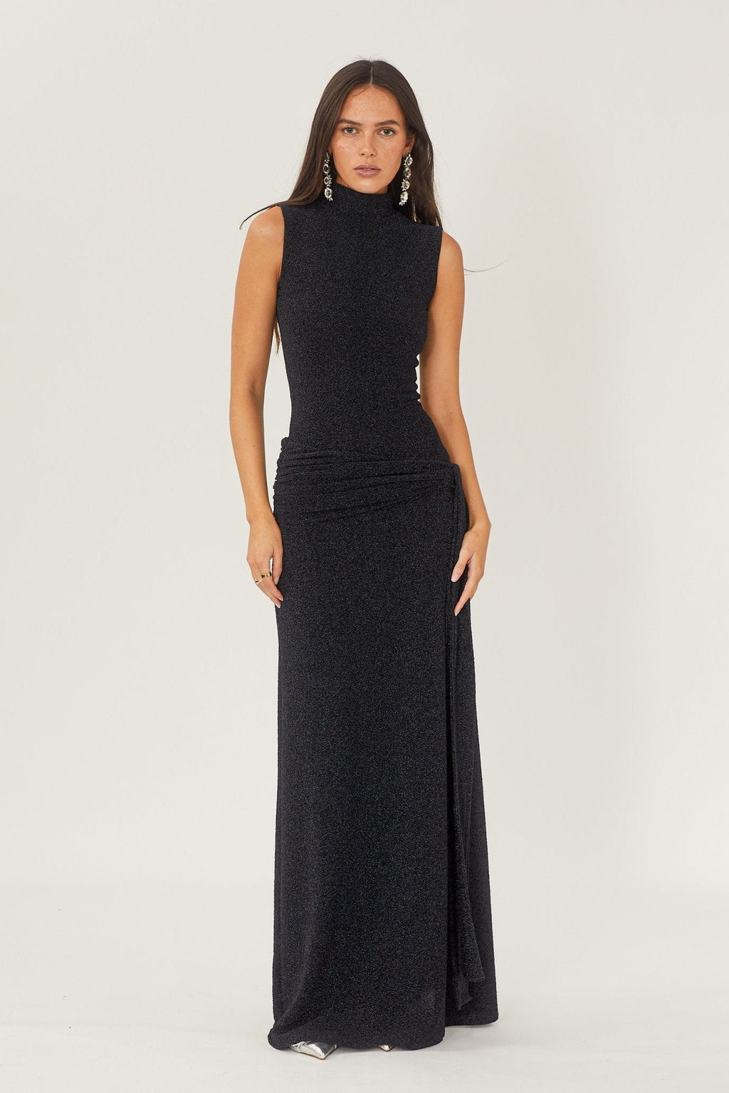 Modern Shonna Metallic Strap Maxi Knit Dress
