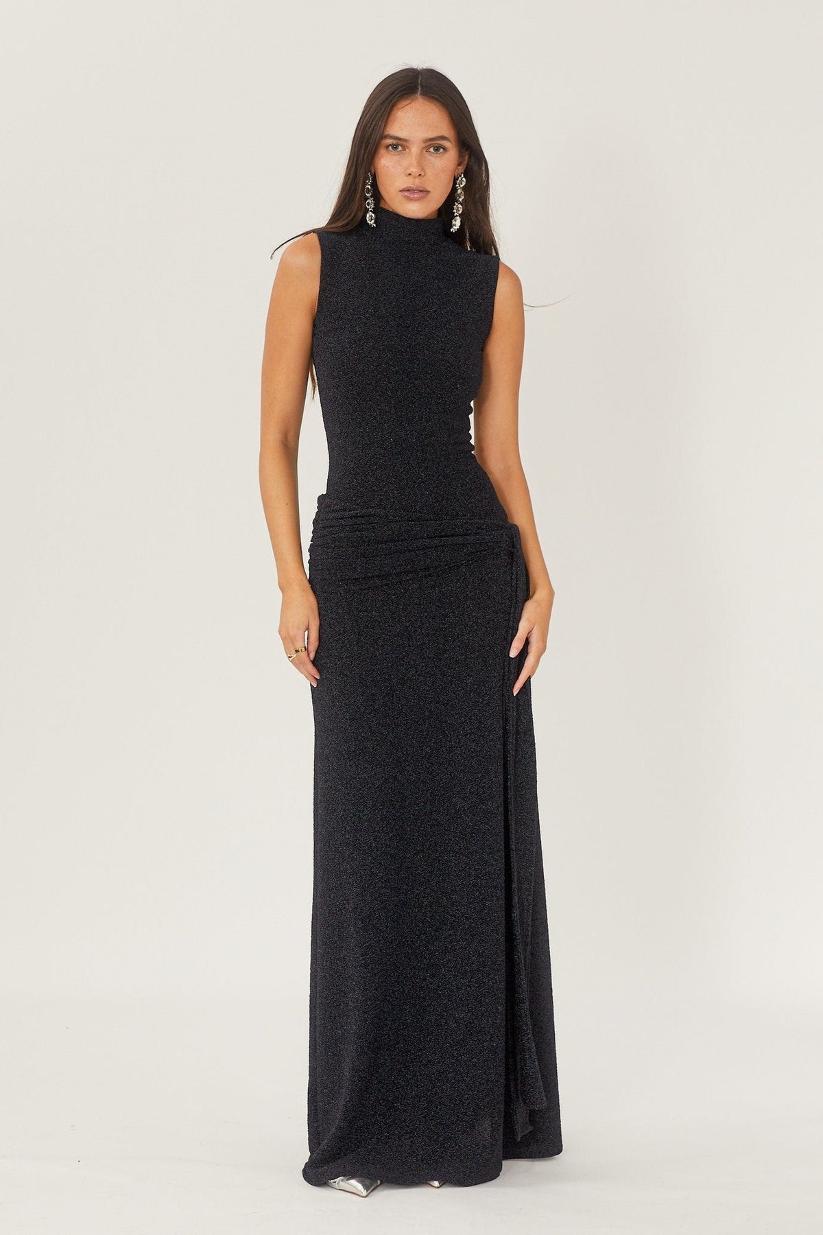 Modern Shonna Metallic Strap Maxi Knit Dress