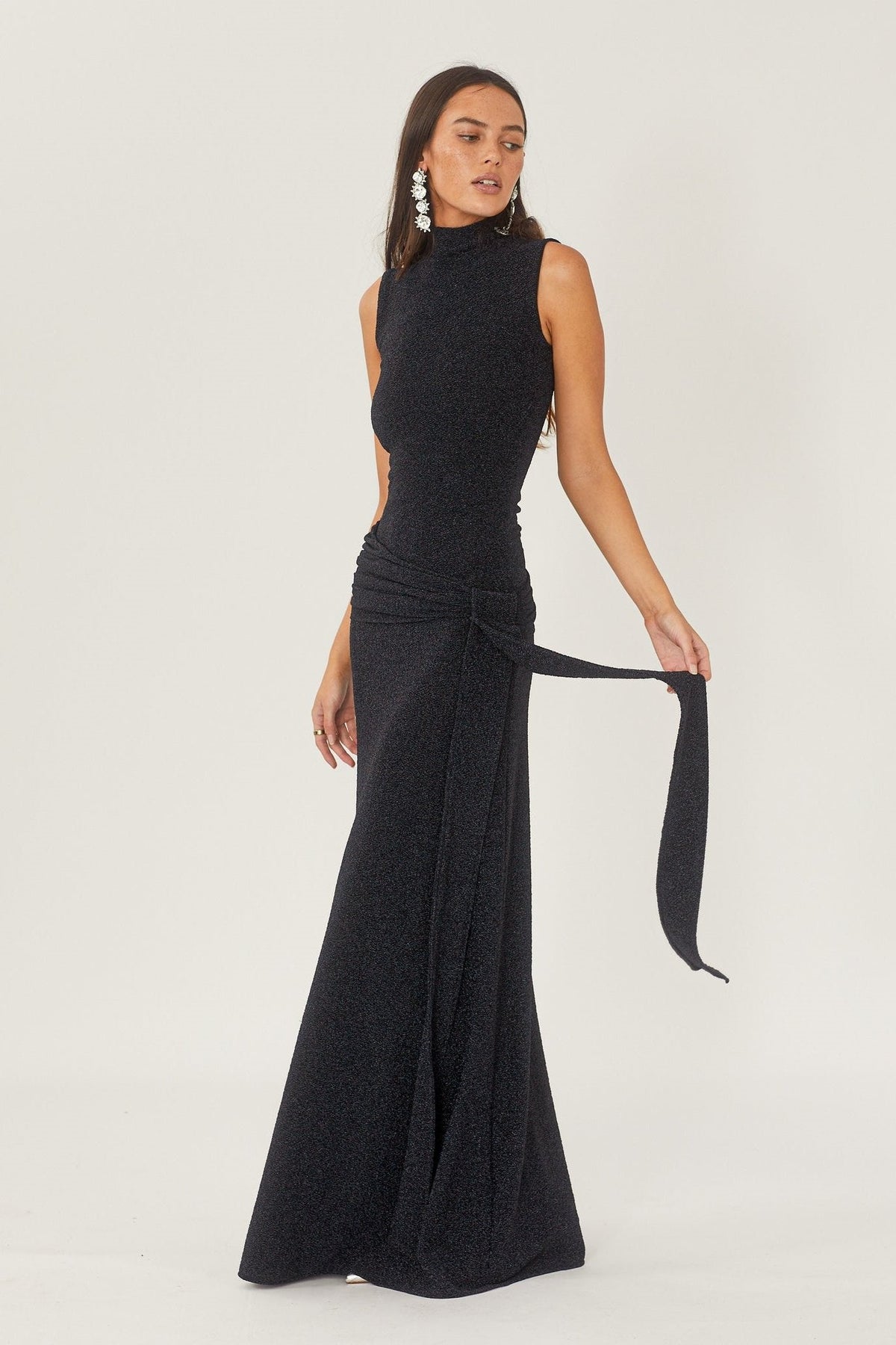 Modern Shonna Metallic Strap Maxi Knit Dress