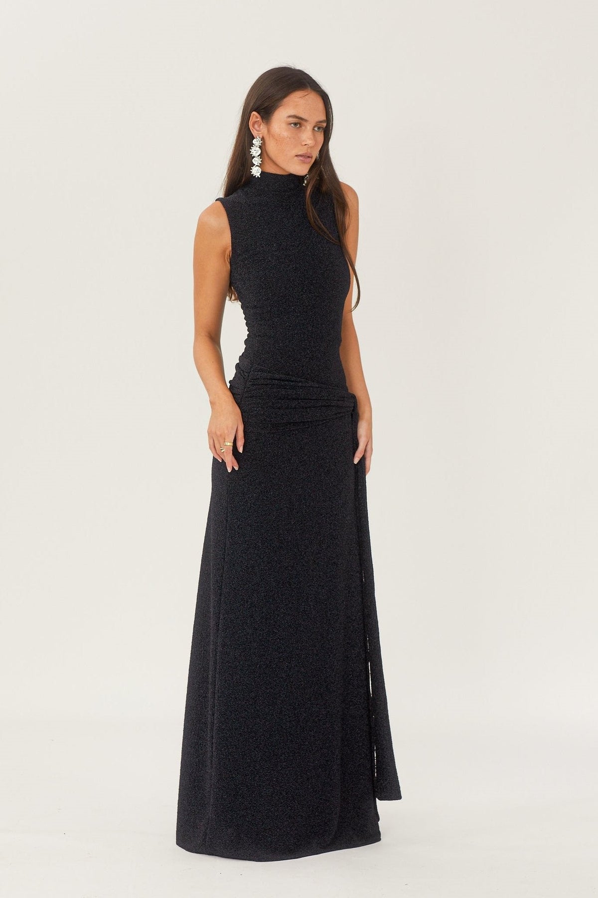 Modern Shonna Metallic Strap Maxi Knit Dress