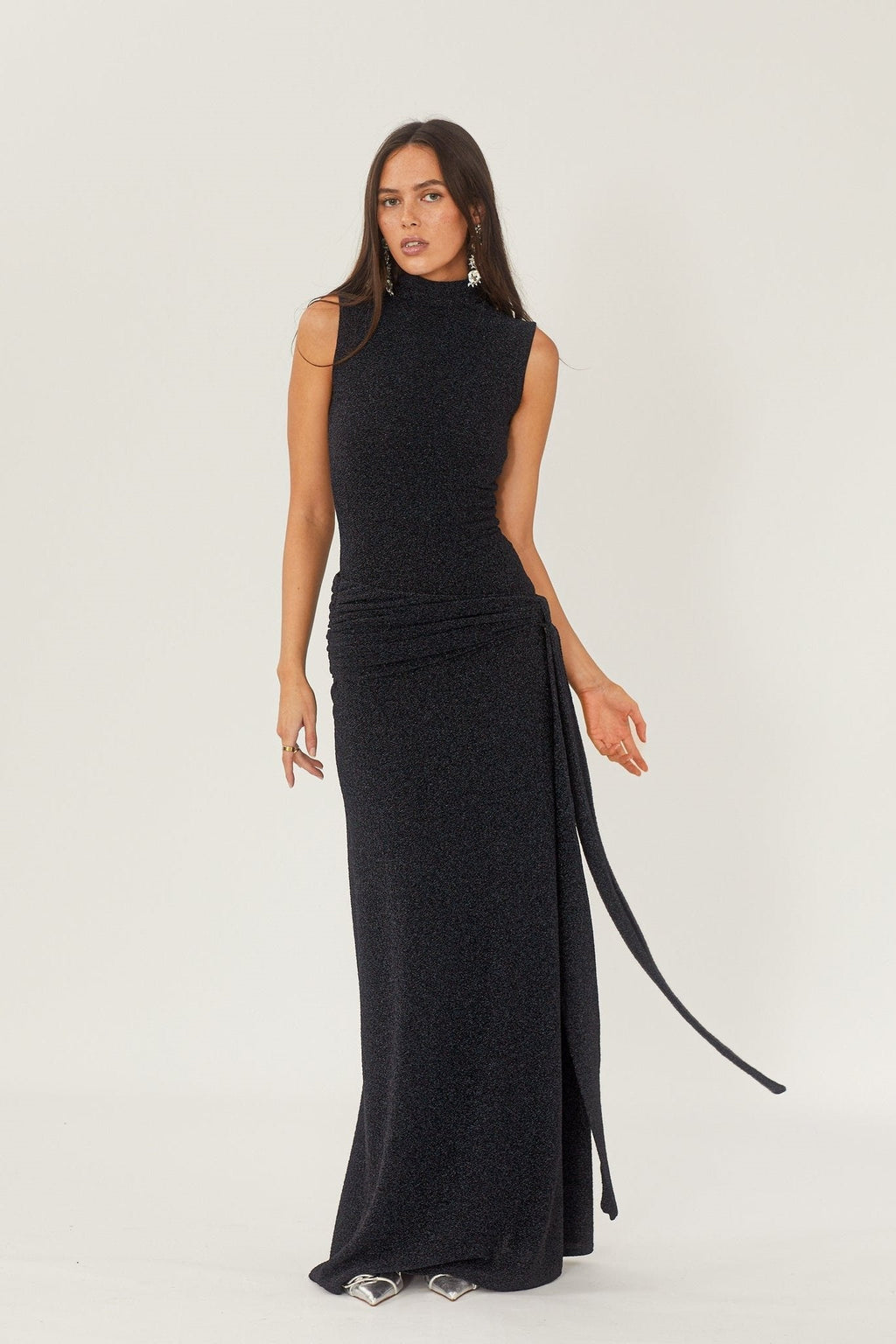 Modern Shonna Metallic Strap Maxi Knit Dress