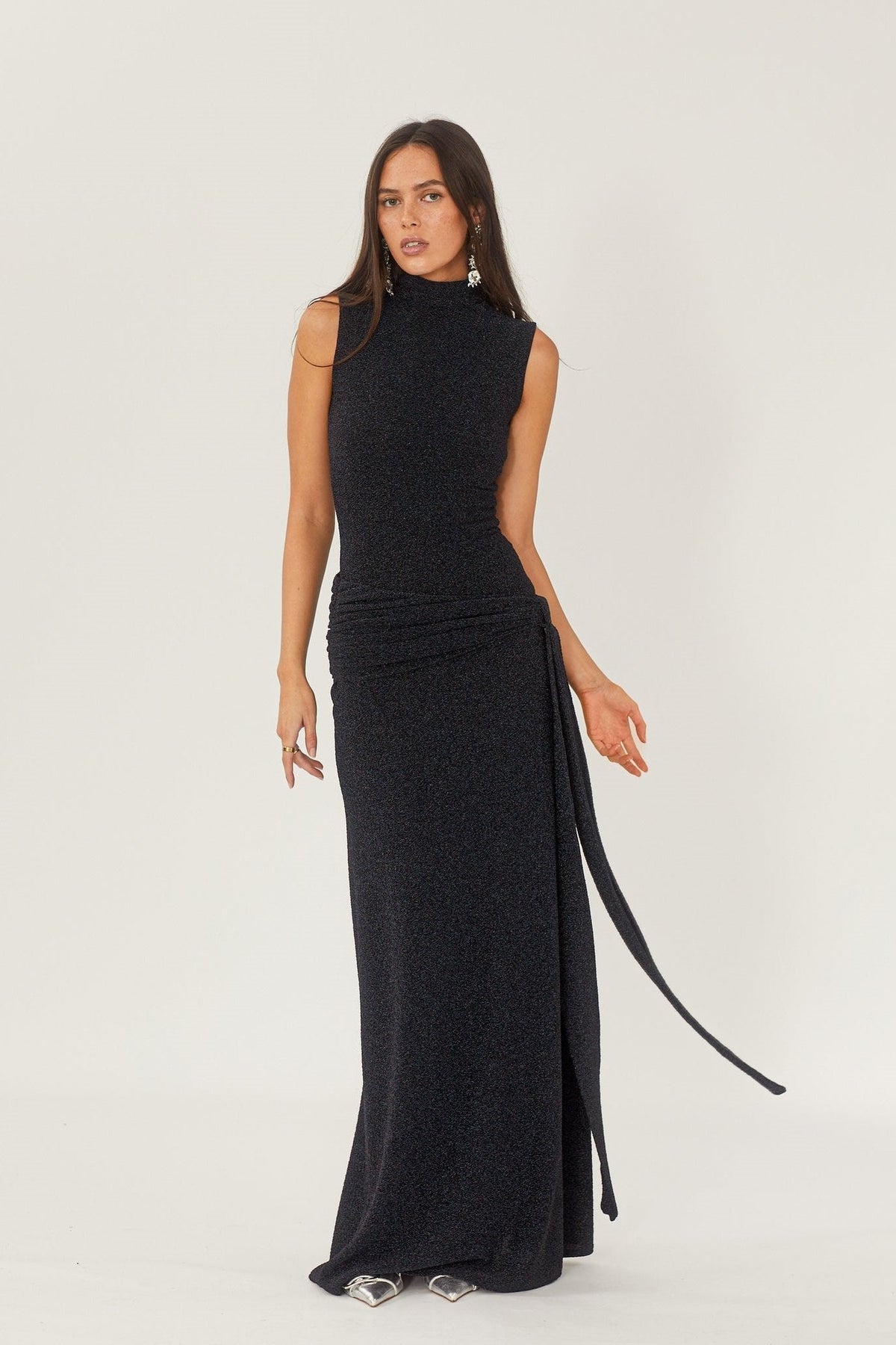 Modern Shonna Metallic Strap Maxi Knit Dress