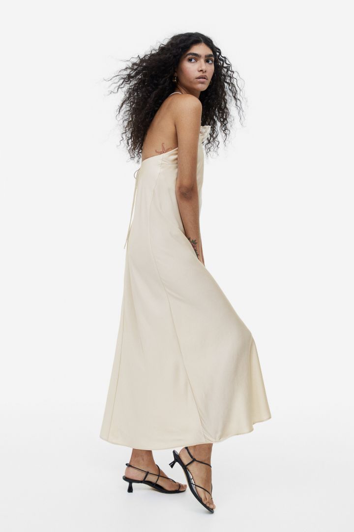 Sia Removable Rose Halterneck Midi-Length Dress