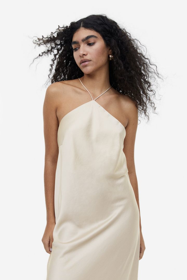 Sia Removable Rose Halterneck Midi-Length Dress