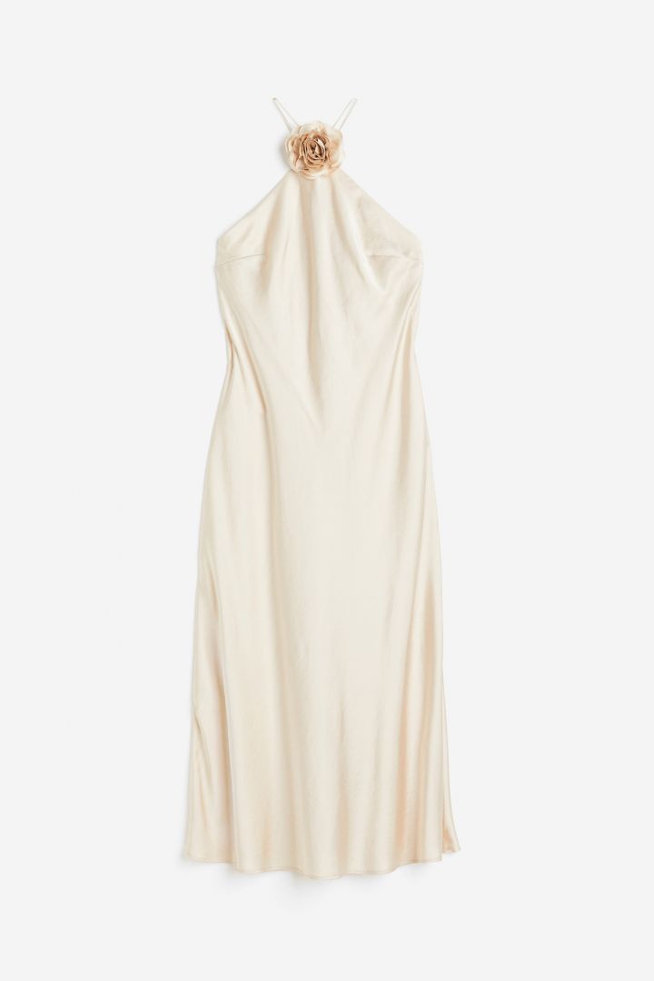 Sia Removable Rose Halterneck Midi-Length Dress