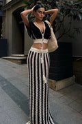 Coordinated Sibyl Hollow Out Stripe Knit Set