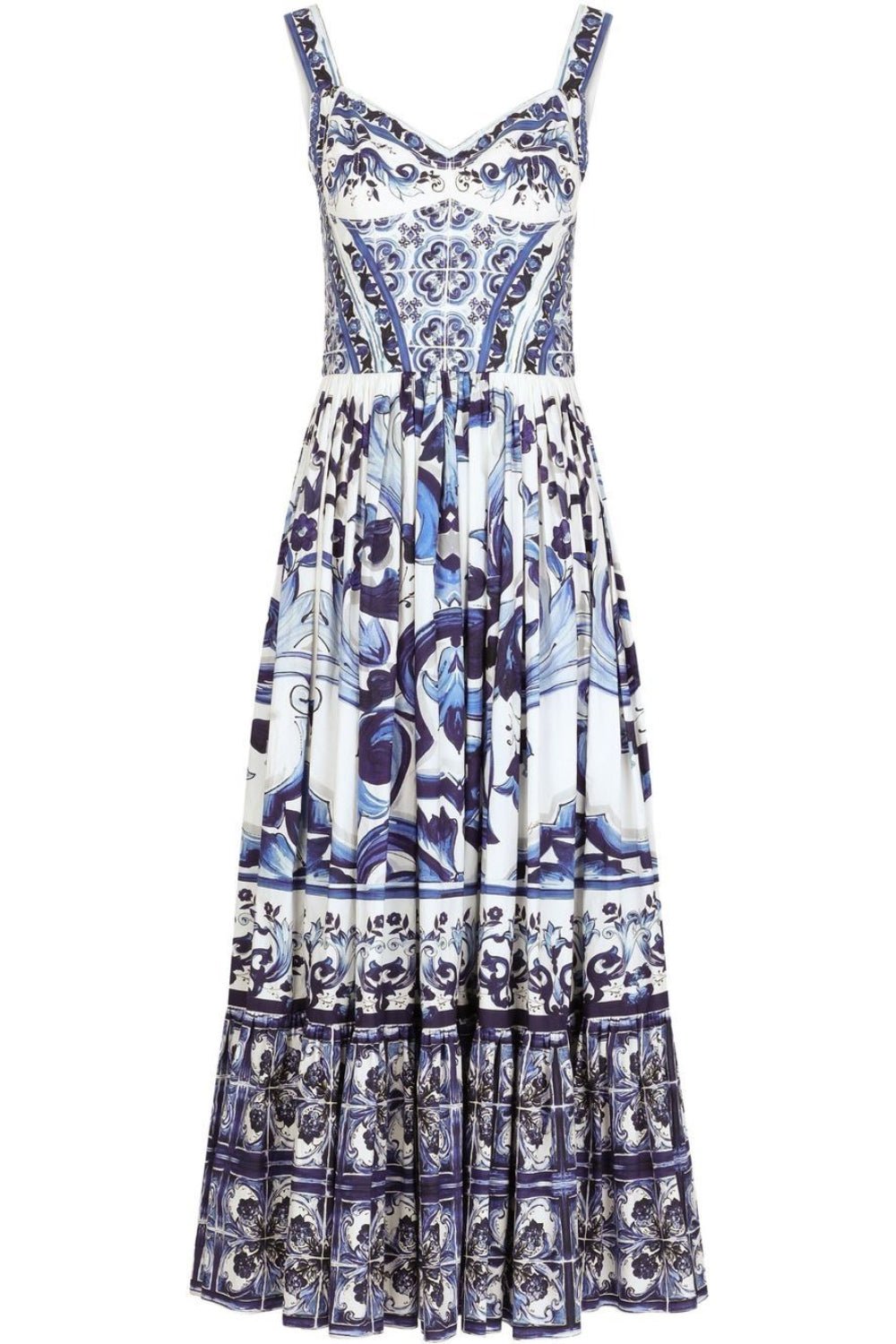 Sibyl Patterned Shirred Strap Maxi-Length Dress