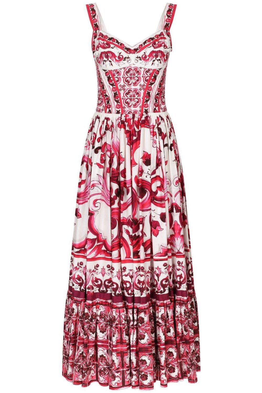 Sibyl Patterned Shirred Strap Maxi-Length Dress