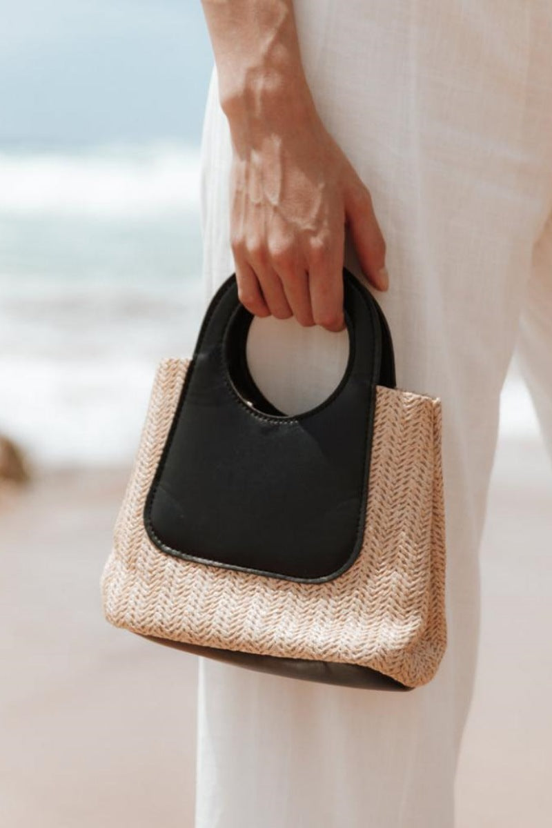 Modern Sigrid Leather Straw Tote Bag