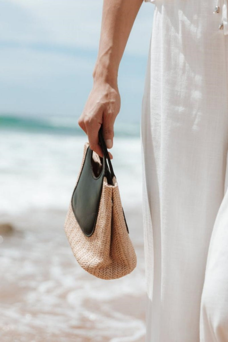 Modern Sigrid Leather Straw Tote Bag