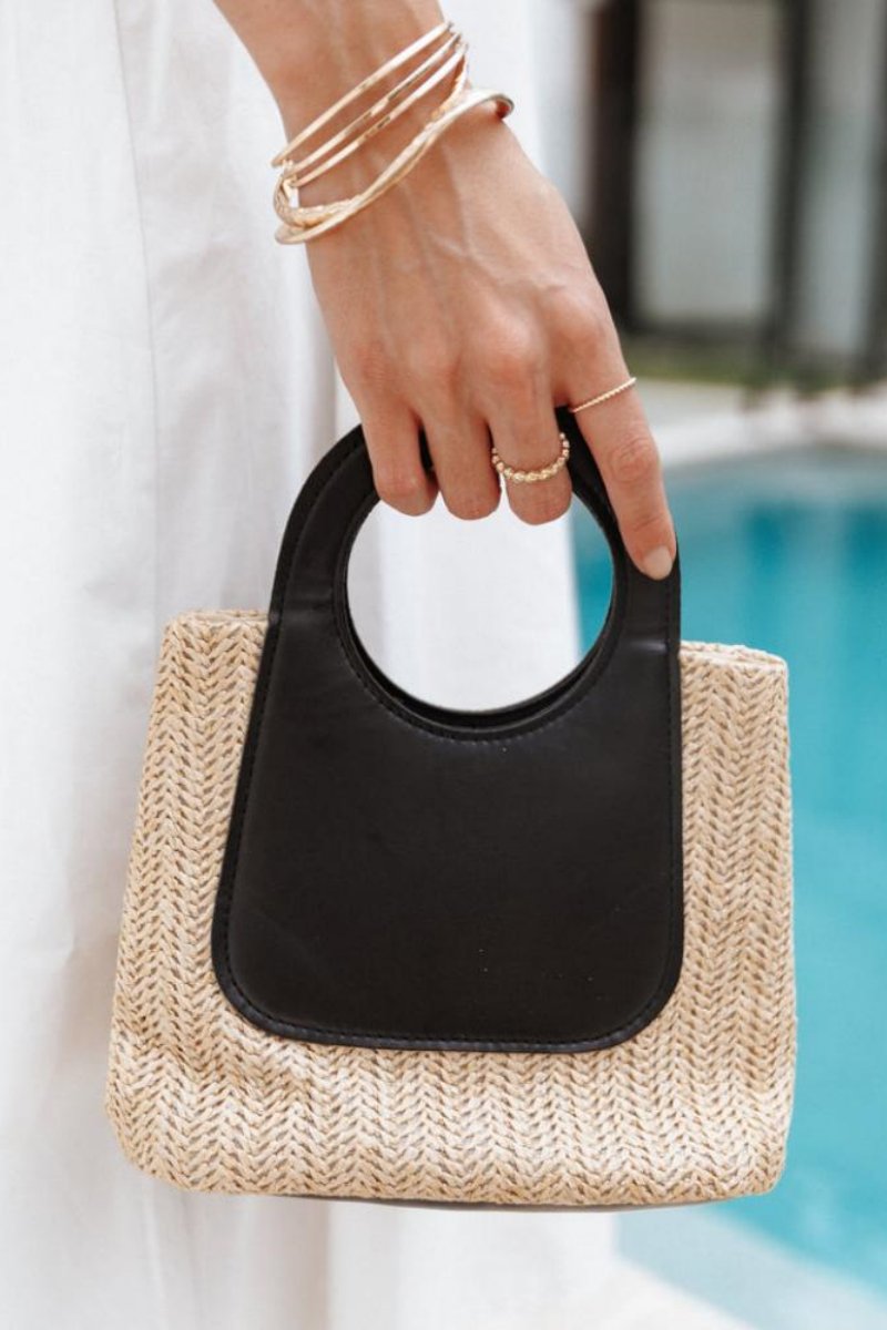 Modern Sigrid Leather Straw Tote Bag