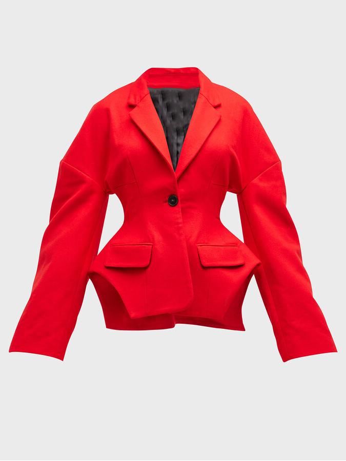 Blazer with Fitted Cut, Button Closure and Structured Shoulders