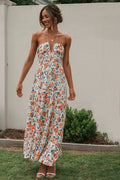 Sue Flower Patterned Halterneck Maxi Sundress