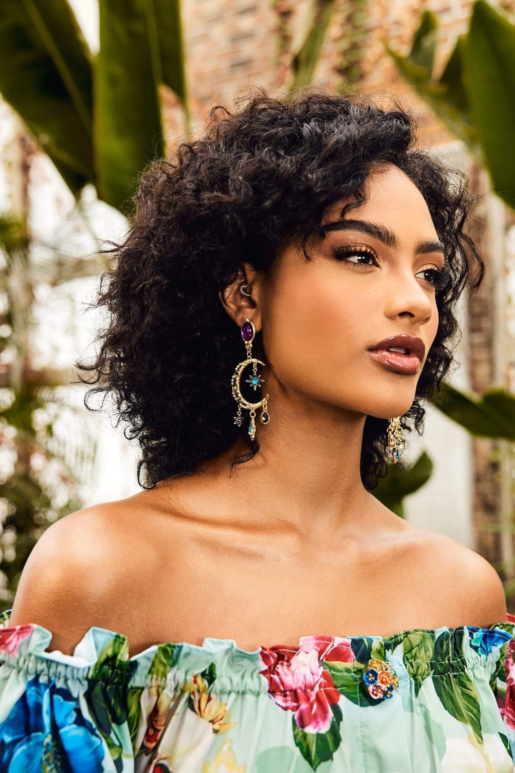 Statement Sun & Moon Asymmetric Long Dangle Earrings