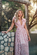 Suzanne Flower Patterned Cut-out Maxi-Length Dress