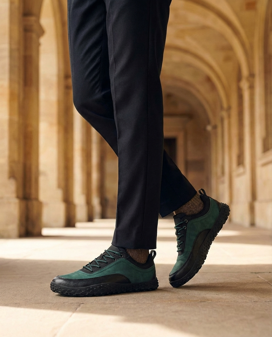 Nubuck Leather Shoes with Rubber Sole