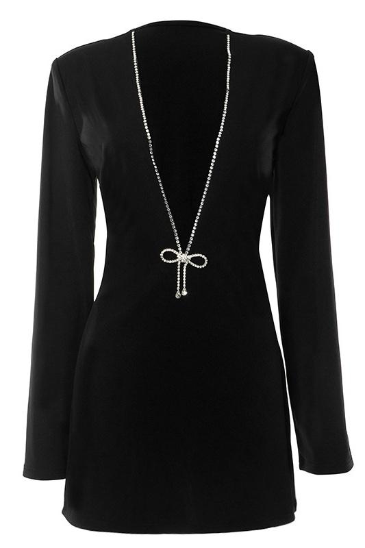 Thera V-Neck Diamante Mini-Length Dress