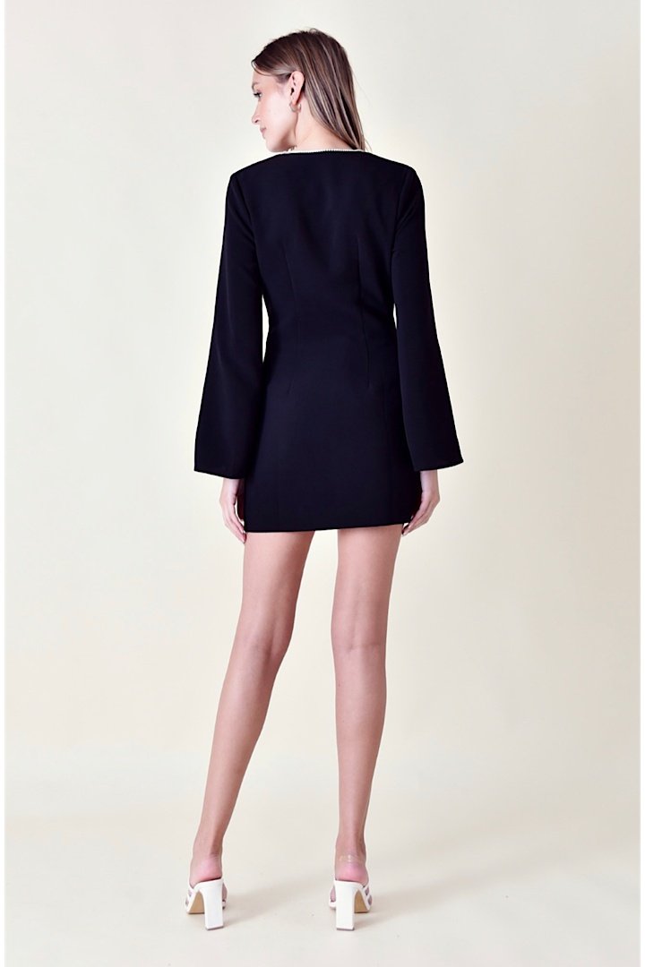 Thera V-Neck Diamante Mini-Length Dress