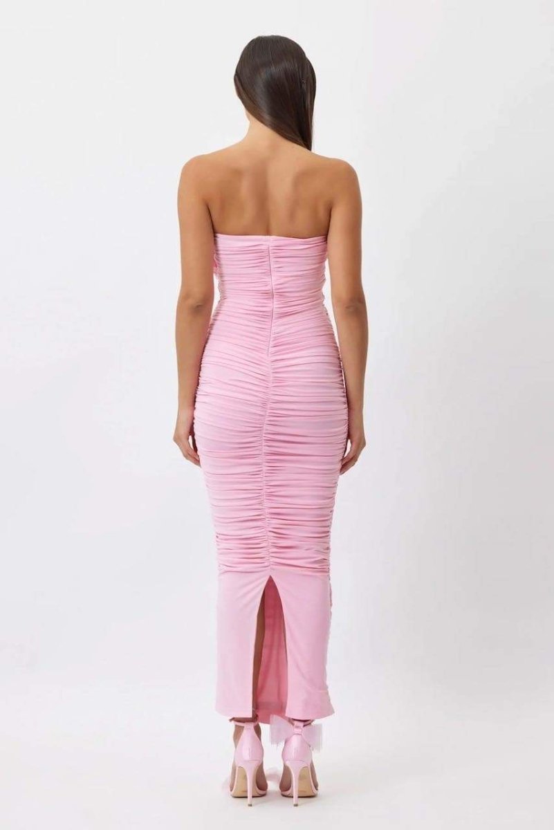 Tina Flower Strapless Midi-Length Dress