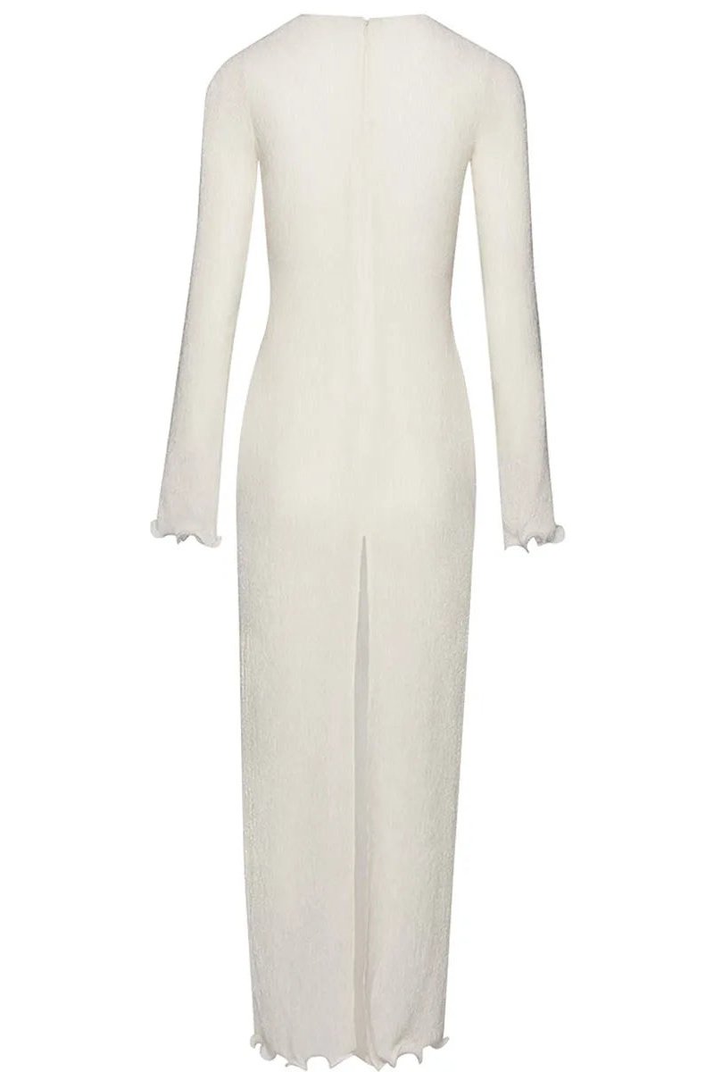 Trista Flower V-Neck Polyester Maxi Slit Dress