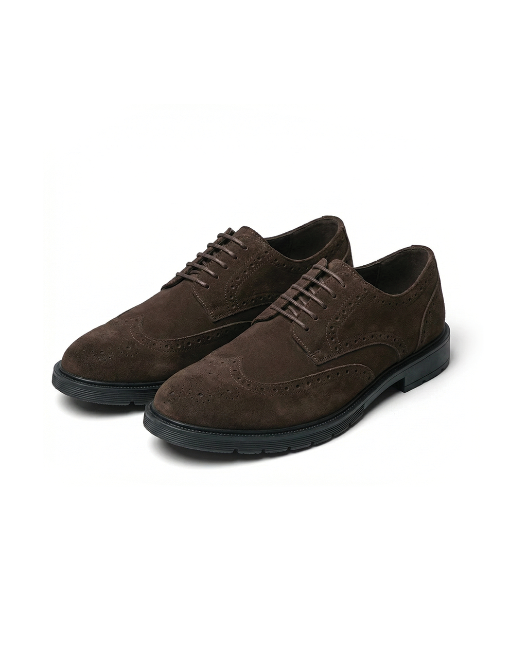 Suede Brogue Shoes with Cushioned Insole