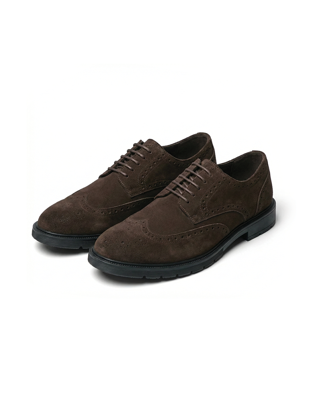 Suede Brogue Shoes with Cushioned Insole