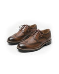 Cowhide Leather Brogue Shoes with Cushioned Insole