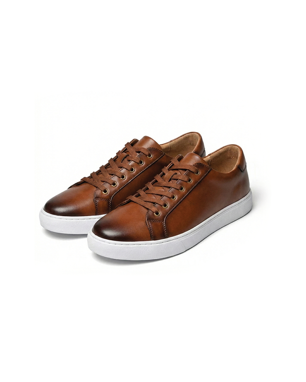 Polished Leather Sneakers with Cushioned Sole
