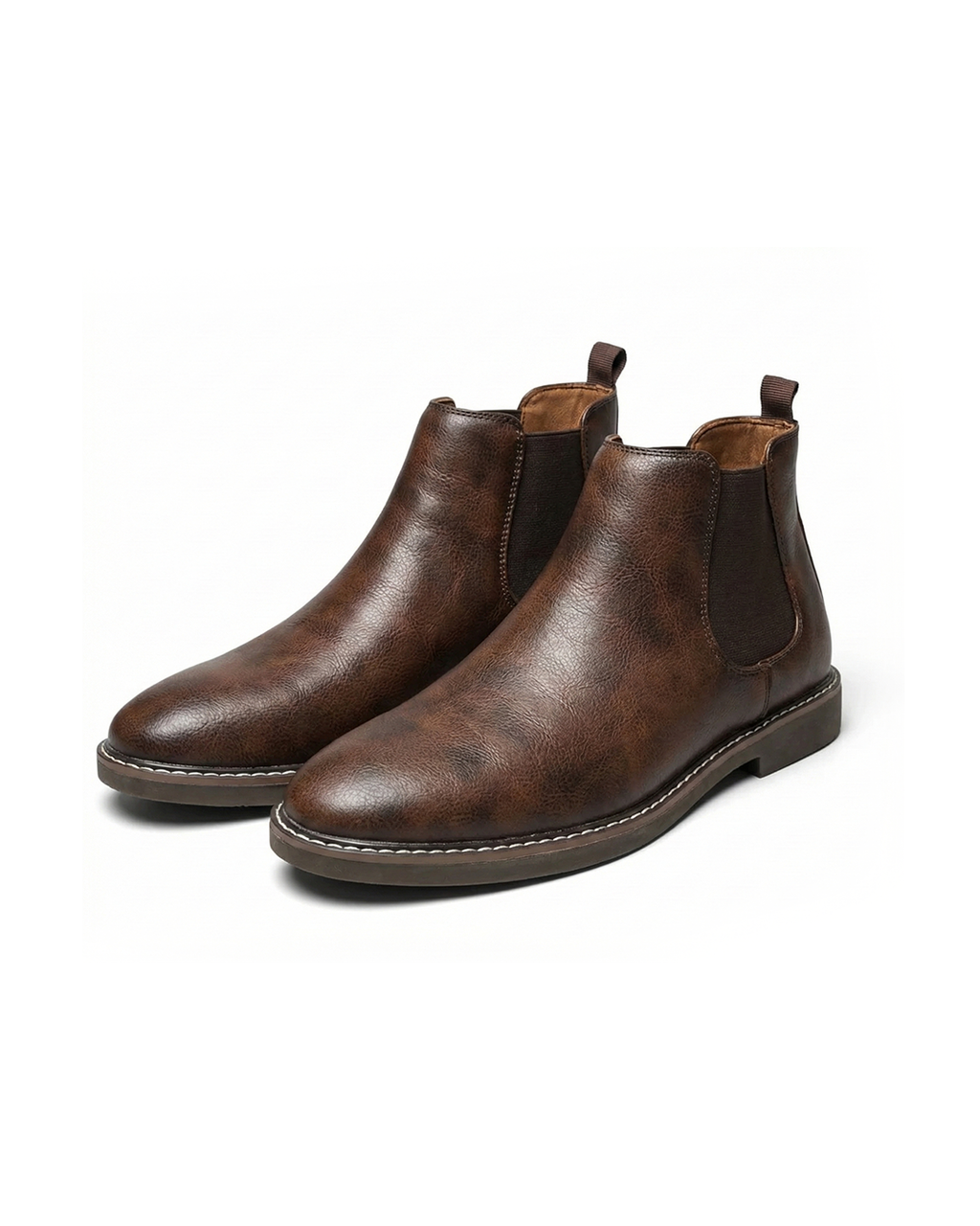 Smooth Leather Chelsea Boots with Pebbled Texture