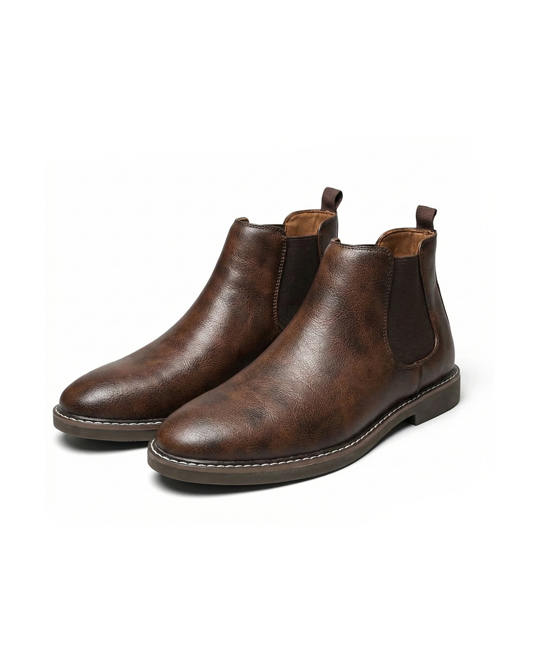 Smooth Leather Chelsea Boots with Pebbled Texture