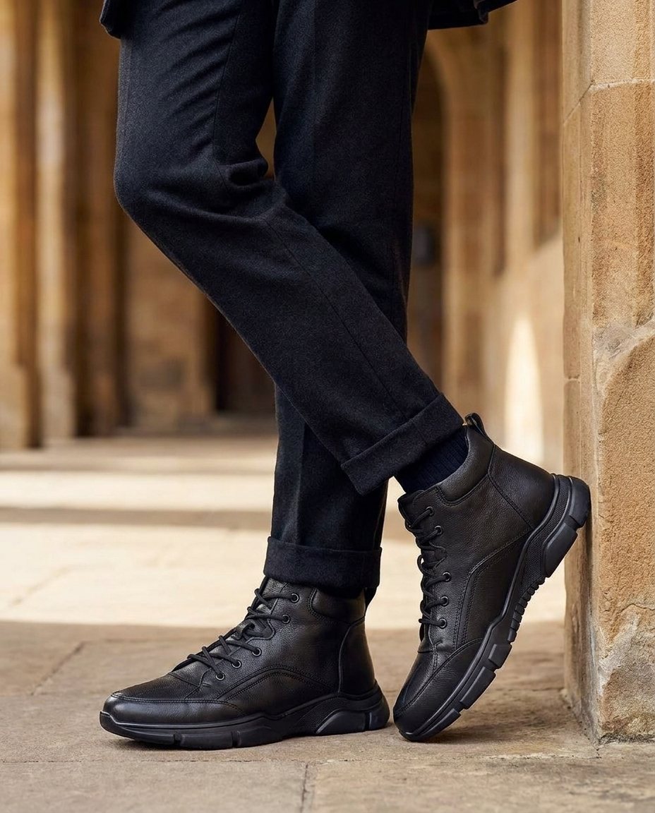 Leather Boots with Rubber Sole