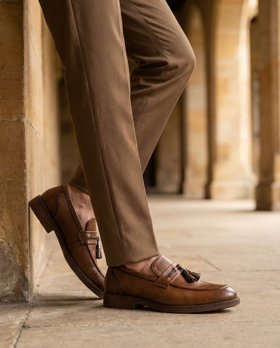 Leather Loafers with Sturdy Sole