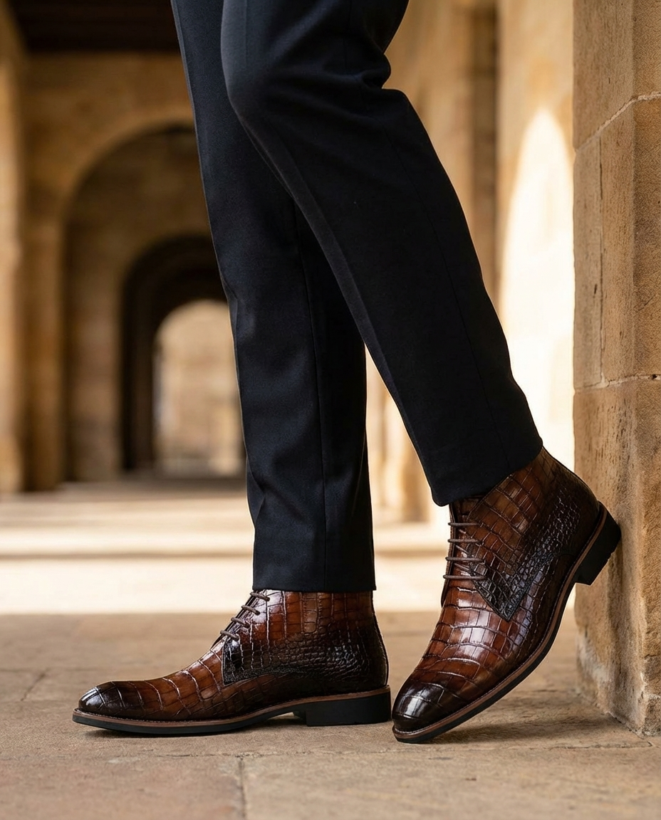Leather Boots with Pointed Toe