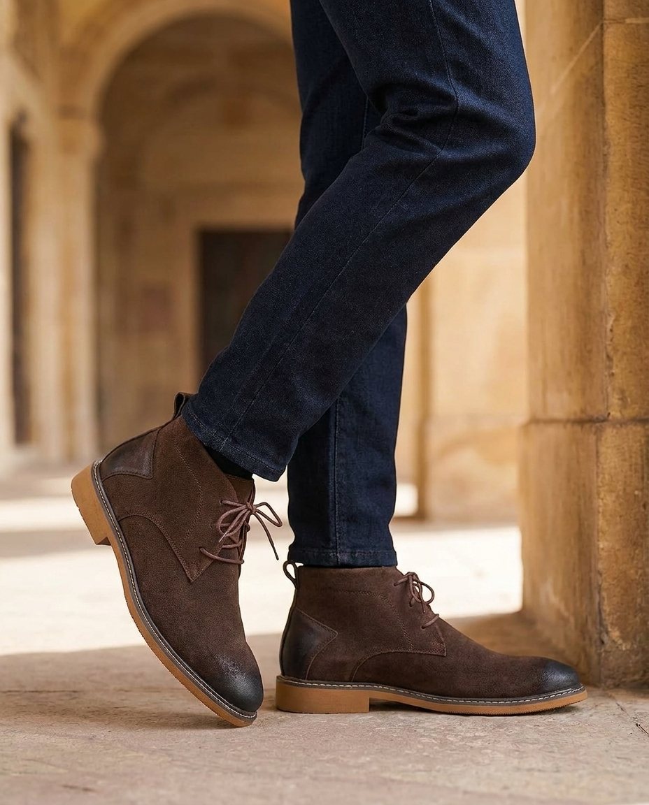 Suede Boots with Lace-Up Closure
