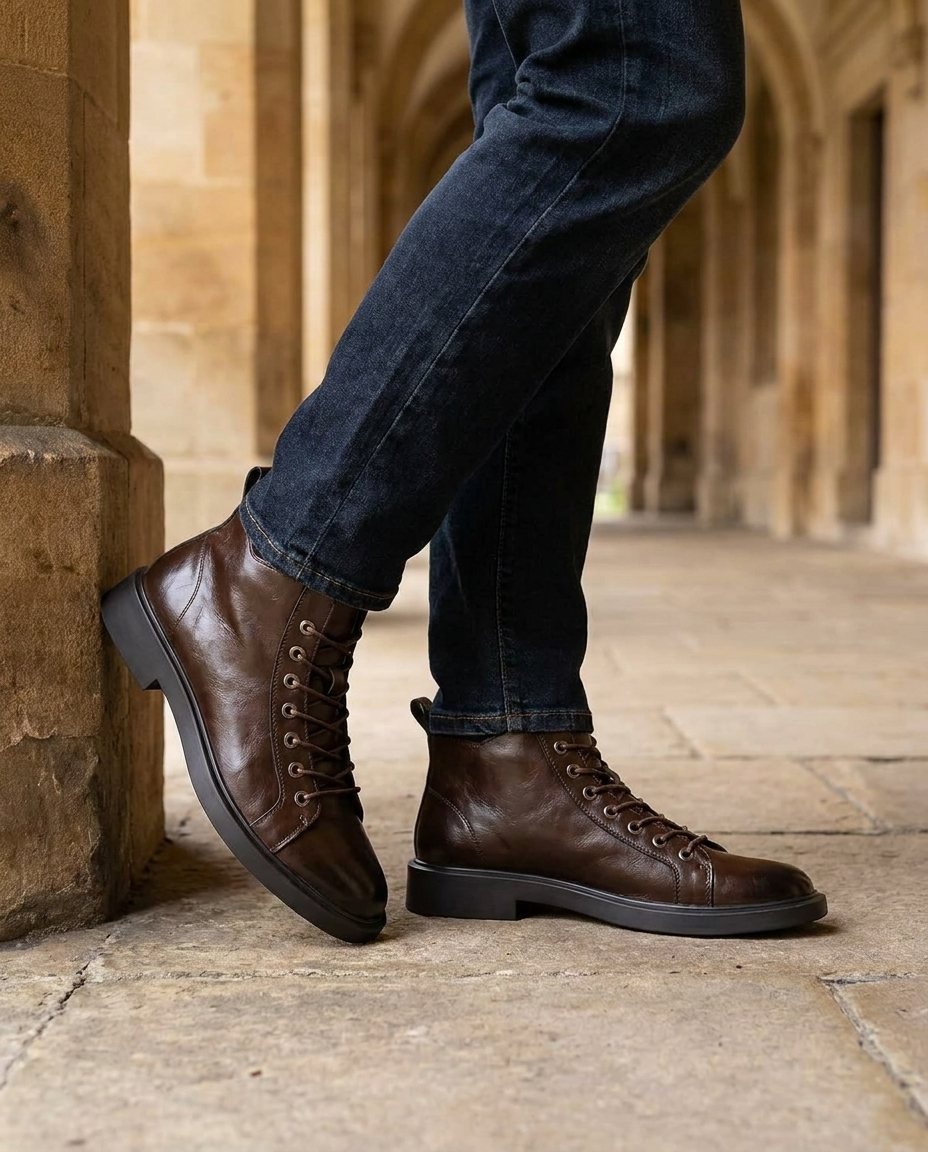 Leather Boots with Metal Eyelets