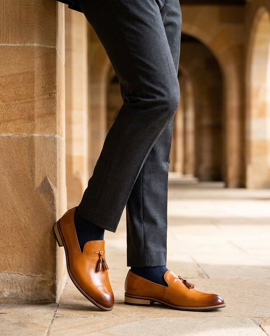 Full-Grain Leather Loafers with Cushioned Insole