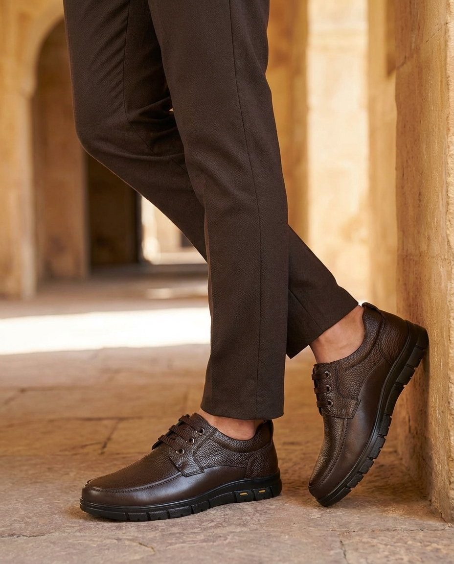 Leather Moc-Toe Shoes with Moc-Toe Stitching